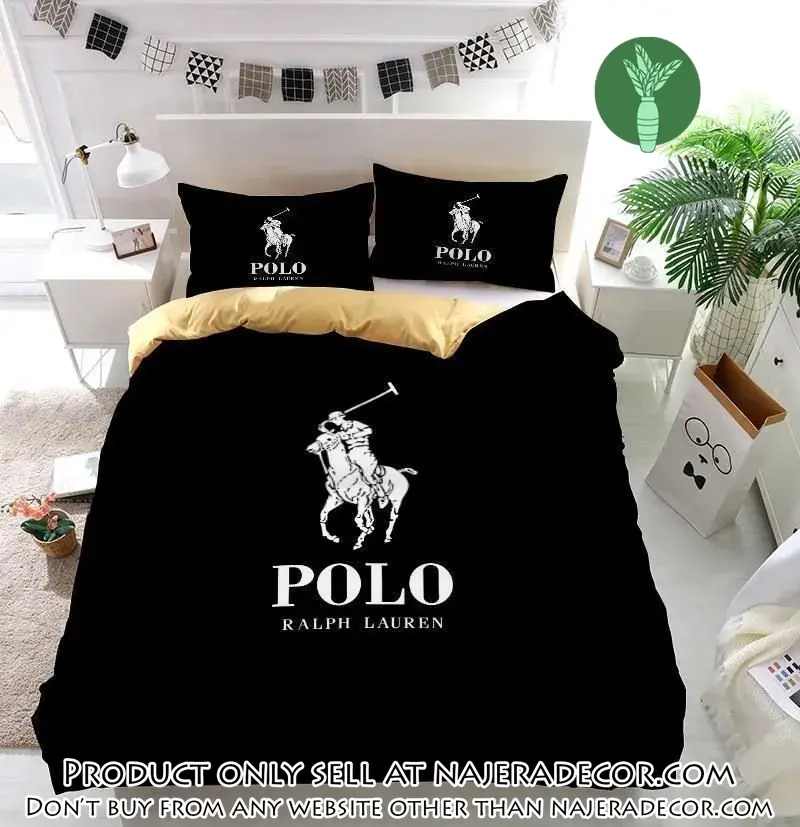Ralph lauren black fashion luxury brand premium bedding set home decor njr1936038
